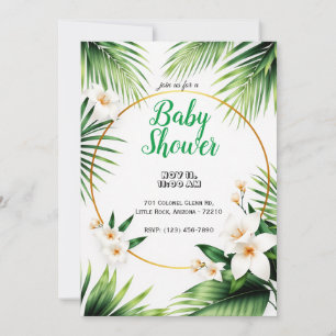 Tropisch bloemenspel met palmenbladeren Baby Showe Kaart