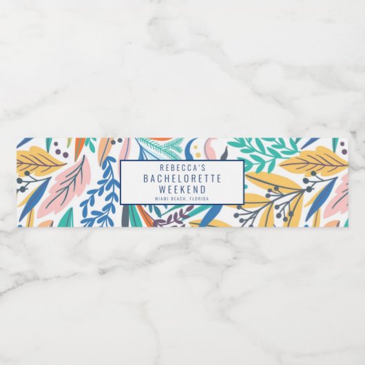 Tropisch Bloemenstrand Bachelorette Weekend Getawa Waterfles Etiket (Enkel label)
