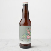 Tropisch Bloemenstrand Bruiloft Bier Etiket (Voorkant)