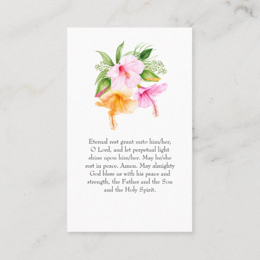 Tropisch Bloemenstrand Viering van het Leven Gebed Visitekaartje (Achterkant)