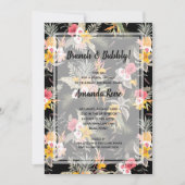 Tropisch bloemenzwart Vrijgezellenfeest Kaart (Voorkant)