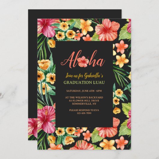 Tropisch bloemframe kaart (Voorkant / Achterkant)