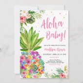 Tropisch bloemig ananas Baby shower Kaart (Voorkant)