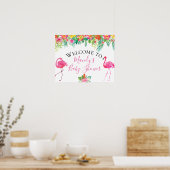 Tropisch bloemig flamingo baby shower bord poster (Keuken)
