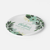 Tropisch bloemig gepersonaliseerd Baby shower Papieren Bordje (Gekanteld)