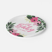 Tropisch bloemig gepersonaliseerd Baby shower Papieren Bordje (Gekanteld)