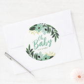 Tropisch bloemig gepersonaliseerd Baby shower Ronde Sticker (Envelop)