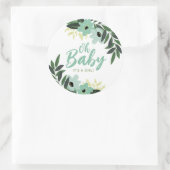 Tropisch bloemig gepersonaliseerd Baby shower Ronde Sticker (Tas)