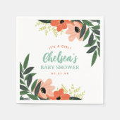 Tropisch bloemig gepersonaliseerd Baby shower Servet (Voorkant)