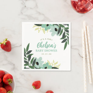 Tropisch bloemig gepersonaliseerd Baby shower Servet