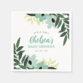 Tropisch bloemig gepersonaliseerd Baby shower Servet (Voorkant)
