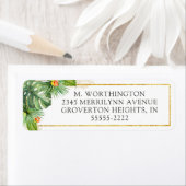 Tropisch Bloemig Goud Met Waterverf Bladwerk Etiket (Insitu)