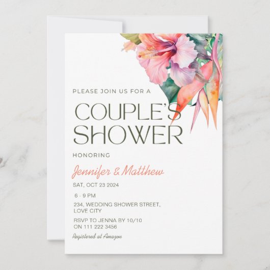 Tropisch bloemig Hibiscus Hawaiaans koppel bruisfe Kaart (Voorkant)