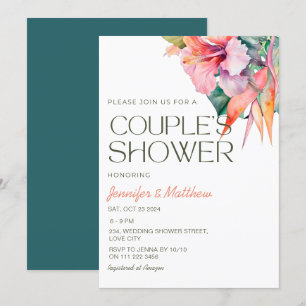 Tropisch Bloemig Hibiscus Hawaiaanse Koppels Douch Kaart