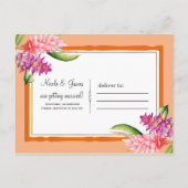 Tropisch bloemig koraal oranje & goud save the dat aankondigingskaart (Achterkant)