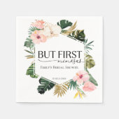 Tropisch Bloemig Maar Eerst Mimosas Bruidsfeestje Servet (Voorkant)