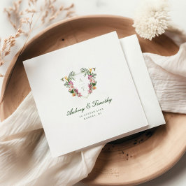 Tropisch Bloemig Monogram Trouwen Servet