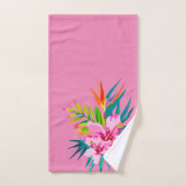 Tropisch Bloemig Roze Groenblauw Bad Handdoek (Handdoek)