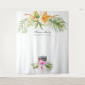 Tropisch bloemig strand bruidsdouche fotohokje wandkleed (Voorkant)