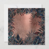 Tropisch Bloemig Varentblad Koper Teal Navy Kaart (Achterkant)