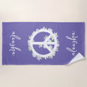 Tropisch bloemig vredesteken gepersonaliseerd paar strandlaken (Voorkant)