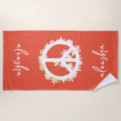 Tropisch bloemig vredesteken gepersonaliseerde ora strandlaken (Voorkant)