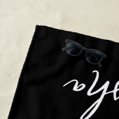 Tropisch Bloemig Vredesteken Persoonlijke Zwarte Strandlaken (In situ)