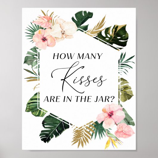 Tropisch bloemig Vrijgezellenfeest Hoeveel kussen  Poster (Voorkant)