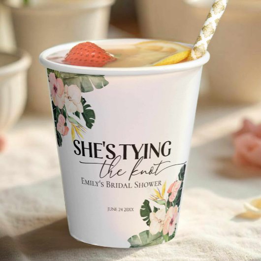 Tropisch Bloemig Ze gaat trouwen Bruidsfeest Papieren Bekers