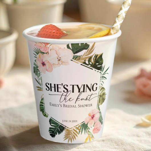 Tropisch Bloemig Ze gaat trouwen Bruidsfeest Papieren Bekers