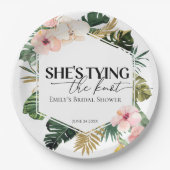 Tropisch Bloemig Ze gaat trouwen Bruidsfeest Papieren Bordje (Voorkant)