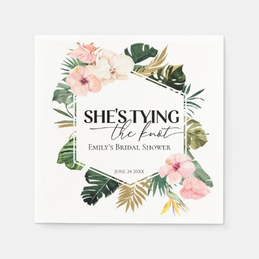 Tropisch Bloemig Ze gaat trouwen Bruidsfeest Servet (Voorkant)