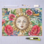 Tropisch Bloemig Zon Gezicht Decoupage Tissuepapier (Craft)