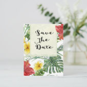 Tropisch Bloemige Aloha Save Datum Aankondigingskaart (Staand voorkant)