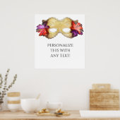 Tropisch bloemmasker Maskerade Feest Banner Poster (Keuken)