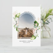 Tropisch Bloemmotief | Boho Save the Date (Staand voorkant)