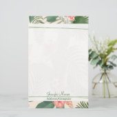 Tropisch bloemmotief gepersonaliseerd briefpapier (Staand voorkant)