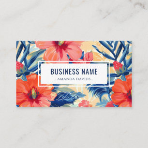 Tropisch Bloemmotief Hibiscus Bloemen QR Code Visitekaartje