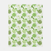 Tropisch bloemmotief in groen fleece deken (Voorkant)