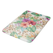 Tropisch Bloemmotief Luipaardprintpatroon Badmat (Gekanteld)
