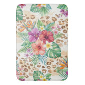 Tropisch Bloemmotief Luipaardprintpatroon Badmat (Voorkant Verticaal)