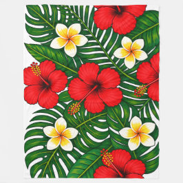 Tropisch bloemmotief met Hibiscus en Plumeria Fleece Deken