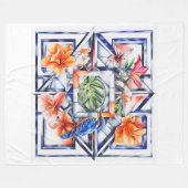Tropisch bloemmotief met vogel fleece deken (Voorkant (Horizontaal))