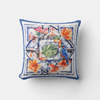 Tropisch Bloemmotief met Vogel Kussen