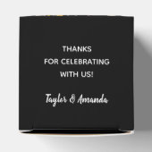 Tropisch bloemmotief op zwart vierkant hart bedankdoosjes (Bovenkant)