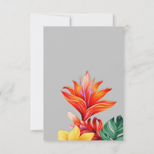 Tropisch bloemmotief RSVP kaartje (Achterkant)