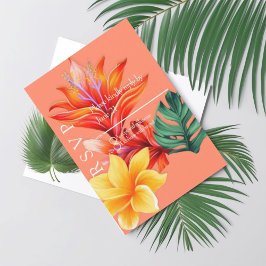 Tropisch bloemmotief RSVP kaartje