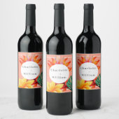 Tropisch bloemmotief  wijn etiket (Flessen)