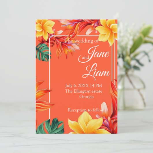 Tropisch bloemontwerp kaart (Staand voorkant)