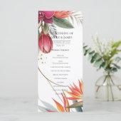 Tropisch Bloemparadijs Botanisch Trouwprogramma Menu (Staand voorkant)